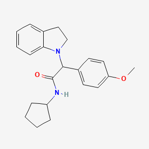 molecular formula C22H26N2O2 B1230440 N-cyclopentyl-2-(2,3-dihydroindol-1-yl)-2-(4-methoxyphenyl)acetamide 
