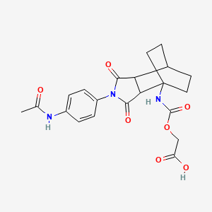 molecular formula C21H23N3O7 B1230448 {[(1r,7r)-4-(4-Acetamidophenyl)-3,5-dioxo-4-azatricyclo[5.2.2.0(2,6)]undec-1-yl]carbamoyloxy}acetic acid 