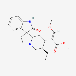 molecular formula C22H28N2O4 B1230479 methyl (E)-2-[(6'R,7'S)-6'-ethyl-2-oxospiro[1H-indole-3,1'-3,5,6,7,8,8a-hexahydro-2H-indolizine]-7'-yl]-3-methoxyprop-2-enoate 
