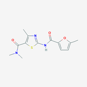 molecular formula C13H15N3O3S B1230499 N,N,4-TRIMETHYL-2-(5-METHYLFURAN-2-AMIDO)-1,3-THIAZOLE-5-CARBOXAMIDE 