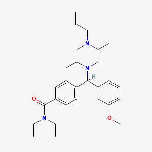 molecular formula C28H39N3O2 B1230516 4-[(2,5-dimethyl-4-prop-2-enylpiperazin-1-yl)-(3-methoxyphenyl)methyl]-N,N-diethylbenzamide 