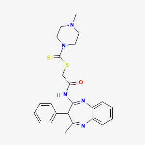molecular formula C24H27N5OS2 B1230517 2-[(4-methyl-3-phenyl-3H-1,5-benzodiazepin-2-yl)amino]-2-oxoethyl 4-methylpiperazine-1-carbodithioate 