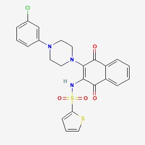 molecular formula C24H20ClN3O4S2 B1230520 N-[3-[4-(3-chlorophenyl)-1-piperazinyl]-1,4-dioxo-2-naphthalenyl]-2-thiophenesulfonamide 