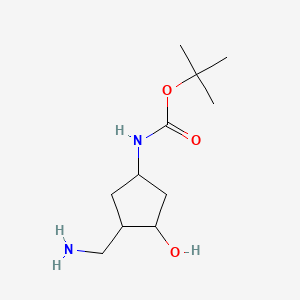 molecular formula C11H22N2O3 B12305211 tert-butyl N-[3-(aminomethyl)-4-hydroxycyclopentyl]carbamate 