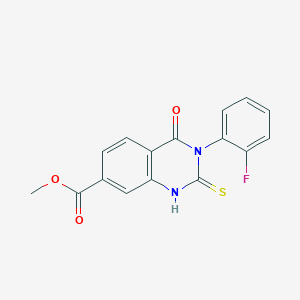 molecular formula C16H11FN2O3S B1230523 3-(2-fluorophenyl)-4-oxo-2-sulfanylidene-1H-quinazoline-7-carboxylic acid methyl ester 