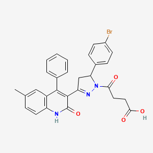 molecular formula C29H24BrN3O4 B1230525 4-[(3Z)-5-(4-bromophenyl)-3-(6-methyl-2-oxo-4-phenylquinolin-3-ylidene)pyrazolidin-1-yl]-4-oxobutanoic acid 
