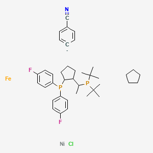 molecular formula C39H52ClF2FeNNiP2- B12305481 Chloro(4-cyanophenyl){(R)-1-[(S)-2-(bis(4-fluorophenyl)phosphinoferrocenyl]ethyl(di-t-butylphosphine)}nickel(II) 