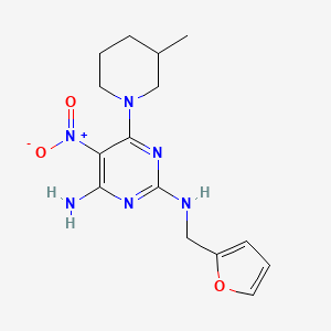 molecular formula C15H20N6O3 B1230549 N2-(2-furanylmethyl)-6-(3-methyl-1-piperidinyl)-5-nitropyrimidine-2,4-diamine 