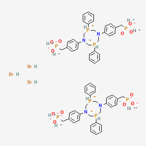 molecular formula C60H73Br3N4NiO12P8+4 B12305661 [4-[3,7-Diphenyl-5-[4-(phosphonatomethyl)phenyl]-1,5,3,7-diazadiphosphocane-3,7-diium-1-yl]phenyl]methyl-dioxido-oxo-lambda5-phosphane;hydron;nickel(2+);trihydrobromide 