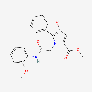 molecular formula C21H18N2O5 B1230576 1-[2-(2-Methoxyanilino)-2-oxoethyl]-2-benzofuro[3,2-b]pyrrolecarboxylic acid methyl ester 