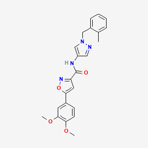 molecular formula C23H22N4O4 B1230577 5-(3,4-dimethoxyphenyl)-N-[1-[(2-methylphenyl)methyl]-4-pyrazolyl]-3-isoxazolecarboxamide 