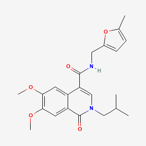 molecular formula C22H26N2O5 B1230579 6,7-dimethoxy-N-[(5-methyl-2-furanyl)methyl]-2-(2-methylpropyl)-1-oxo-4-isoquinolinecarboxamide 