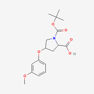 molecular formula C17H23NO6 B12305863 4-(3-Methoxyphenoxy)-1-[(2-methylpropan-2-yl)oxycarbonyl]pyrrolidine-2-carboxylic acid 