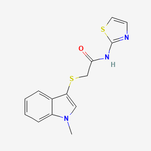 molecular formula C14H13N3OS2 B1230587 2-[(1-甲基-3-吲哚基)硫基]-N-(2-噻唑基)乙酰胺 