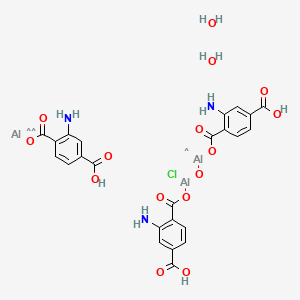 molecular formula C24H22Al3ClN3O15 B12305945 Tris[mu-[2-amino-1,4-benzenedicarboxylato(2-)-kappaO1:kappaO'1]]diaquachloro-mu3-oxotri-aluminum MOF, MIL-101(Al)-NH2 