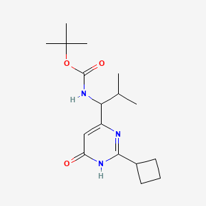 molecular formula C17H27N3O3 B12306021 Tert-butyl (1-(2-cyclobutyl-6-hydroxypyrimidin-4-yl)-2-methylpropyl)carbamate 