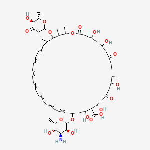 20-[(3S,4S,5S,6S)-4-amino-3,5-dihydroxy-6-methyloxan-2-yl]oxy-4,6,12,16,18-pentahydroxy-36-[(5S,6S)-5-hydroxy-6-methyl-4-oxooxan-2-yl]oxy-11,35,37,38-tetramethyl-2,8,14-trioxo-1-oxacyclooctatriaconta-21,23,25,27,29,31,33-heptaene-17-carboxylic acid