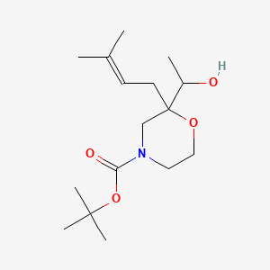 molecular formula C16H29NO4 B12306104 Tert-butyl 2-(1-hydroxyethyl)-2-(3-methylbut-2-en-1-yl)morpholine-4-carboxylate 