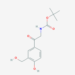 molecular formula C14H19NO5 B12306129 Tert-butyl (2-(4-hydroxy-3-(hydroxymethyl)phenyl)-2-oxoethyl)carbamate 