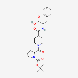 molecular formula C25H35N3O6 B12306161 (2S)-2-({1-[(2S)-1-[(tert-Butoxy)carbonyl]pyrrolidine-2-carbonyl]piperidin-4-yl}formamido)-3-phenylpropanoic acid 