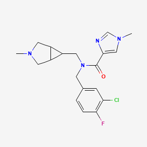 molecular formula C19H22ClFN4O B12306179 N-[(3-chloro-4-fluorophenyl)methyl]-1-methyl-N-[(3-methyl-3-azabicyclo[3.1.0]hexan-6-yl)methyl]imidazole-4-carboxamide 
