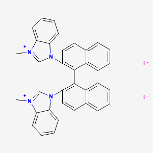 molecular formula C36H28I2N4 B12306186 1-Methyl-3-[1-[2-(3-methylbenzimidazol-3-ium-1-yl)naphthalen-1-yl]naphthalen-2-yl]benzimidazol-1-ium;diiodide 