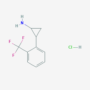 molecular formula C10H11ClF3N B12306199 2-[2-(Trifluoromethyl)phenyl]cyclopropan-1-amine hydrochloride 