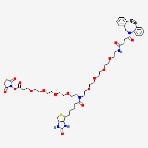 molecular formula C54H74N6O16S B12306302 (2,5-Dioxopyrrolidin-1-yl) 3-[2-[2-[2-[2-[2-[2-[2-[2-[2-[[4-(2-azatricyclo[10.4.0.04,9]hexadeca-1(16),4,6,8,12,14-hexaen-10-yn-2-yl)-4-oxobutanoyl]amino]ethoxy]ethoxy]ethoxy]ethoxy]ethyl-[5-(2-oxo-1,3,3a,4,6,6a-hexahydrothieno[3,4-d]imidazol-4-yl)pentanoyl]amino]ethoxy]ethoxy]ethoxy]ethoxy]propanoate 