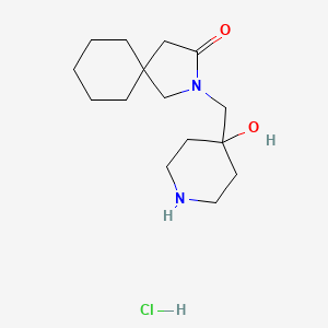 molecular formula C15H27ClN2O2 B12306310 2-((4-Hydroxypiperidin-4-yl)methyl)-2-azaspiro[4.5]decan-3-one hydrochloride 