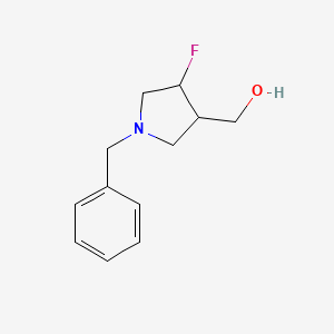 molecular formula C12H16FNO B12306526 rac-[(3R,4R)-1-benzyl-4-fluoropyrrolidin-3-yl]methanol, trans 