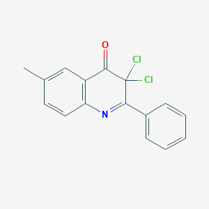 molecular formula C16H11Cl2NO B123067 3,3-Dichloro-6-methyl-2-phenylquinolin-4-one CAS No. 147779-36-0
