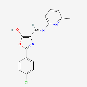 molecular formula C16H12ClN3O2 B1230674 2-(4-Chlorophenyl)-4-[(6-methyl-2-pyridinyl)aminomethylene]-5-oxo-2-oxazoline 