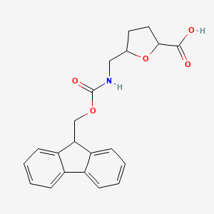 molecular formula C21H21NO5 B12306766 rac-(2R,5S)-5-[({[(9H-fluoren-9-yl)methoxy]carbonyl}amino)methyl]oxolane-2-carboxylic acid, cis 