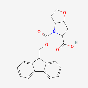 molecular formula C22H21NO5 B12307006 4-(((9H-fluoren-9-yl)methoxy)carbonyl)hexahydro-2H-furo[3,2-b]pyrrole-5-carboxylic acid 