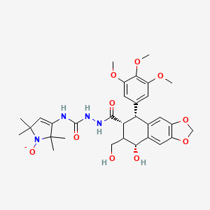 1-[[(5R,6R,8R)-8-hydroxy-7-(hydroxymethyl)-5-(3,4,5-trimethoxyphenyl)-5,6,7,8-tetrahydrobenzo[f][1,3]benzodioxole-6-carbonyl]amino]-3-(2,2,5,5-tetramethyl-1-oxidopyrrol-3-yl)urea