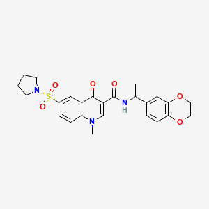 N-[1-(2,3-dihydro-1,4-benzodioxin-6-yl)ethyl]-1-methyl-4-oxo-6-(pyrrolidin-1-ylsulfonyl)-1,4-dihydroquinoline-3-carboxamide