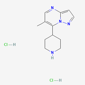 molecular formula C12H18Cl2N4 B12307108 6-Methyl-7-(piperidin-4-yl)pyrazolo[1,5-a]pyrimidine dihydrochloride 