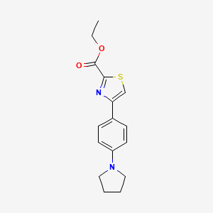 molecular formula C16H18N2O2S B12307170 Ethyl 4-(4-(pyrrolidin-1-yl)phenyl)thiazole-2-carboxylate 