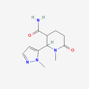 molecular formula C11H16N4O2 B12307311 1-Methyl-2-(1-methyl-1H-pyrazol-5-yl)-6-oxopiperidine-3-carboxamide 