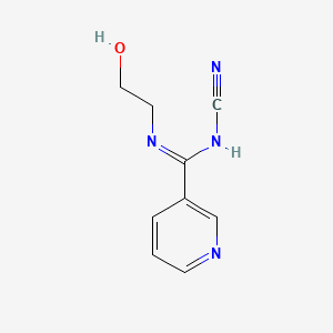 molecular formula C9H10N4O B1230737 Cyano-N'-(2-hydroxyethyl)nicotinimidamide CAS No. 138772-58-4