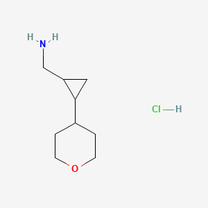 molecular formula C9H18ClNO B12307467 rac-[(1R,2S)-2-(oxan-4-yl)cyclopropyl]methanamine hydrochloride, trans 