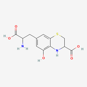 molecular formula C12H14N2O5S B1230749 2H-1,4-Benzothiazine-7-propanoic acid, alpha-amino-3-carboxy-3,4-dihydro-5-hydroxy- CAS No. 30612-54-5