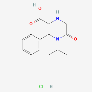 molecular formula C14H19ClN2O3 B12307504 rac-(2R,3S)-5-oxo-3-phenyl-4-(propan-2-yl)piperazine-2-carboxylic acid hydrochloride, trans 