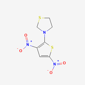 molecular formula C7H7N3O4S2 B1230758 3-(3,5-Dinitro-2-thienyl)thiazolidine CAS No. 52431-29-5