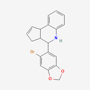 molecular formula C19H16BrNO2 B1230761 4-(6-bromo-1,3-benzodioxol-5-yl)-3a,4,5,9b-tetrahydro-3H-cyclopenta[c]quinoline 