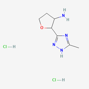 molecular formula C7H14Cl2N4O B12307640 rac-(2R,3S)-2-(5-methyl-1H-1,2,4-triazol-3-yl)oxolan-3-amine dihydrochloride 