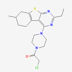 molecular formula C19H25ClN4OS B1230781 2-Chloro-1-[4-(2-ethyl-7-methyl-5,6,7,8-tetrahydro-[1]benzothiolo[2,3-d]pyrimidin-4-yl)piperazin-1-yl]ethanone 