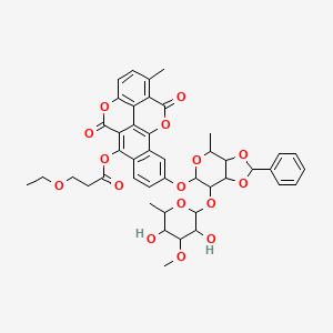 molecular formula C44H44O16 B1230782 6-O-(3-Ethoxypropionyl)-3',4'-O-exo-benzylidenechartreusin CAS No. 128201-92-3
