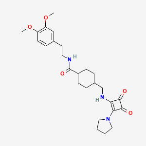 molecular formula C26H35N3O5 B1230784 N-[2-(3,4-dimethoxyphenyl)ethyl]-4-[[[3,4-dioxo-2-(1-pyrrolidinyl)-1-cyclobutenyl]amino]methyl]-1-cyclohexanecarboxamide 