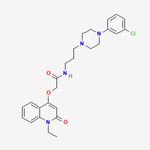 molecular formula C26H31ClN4O3 B1230785 N-[3-[4-(3-氯苯基)-1-哌嗪基]丙基]-2-[(1-乙基-2-氧代-4-喹啉基)氧基]乙酰胺 